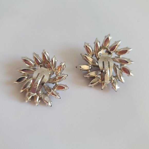 Sherman Swarovski amethyst purple circle brooch pin clip on earrings set Navette - Picture 6 of 16